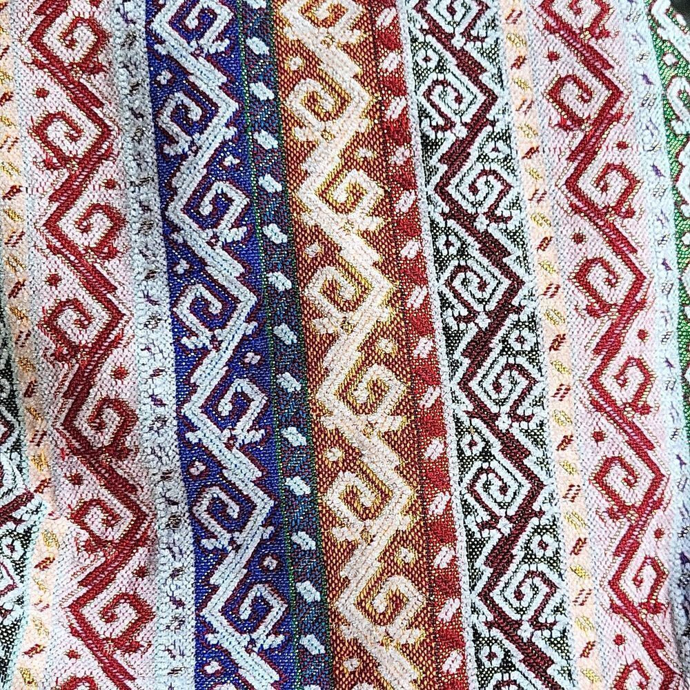 ‎Colorful Handmade Aztec Printed Handbag with Bamboo Handle - Picture 5 of 6